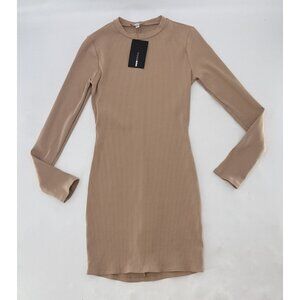 NWT Fashion Nova Beige Bella Snatched Mini Dress Bodycon Dress Size‎ L